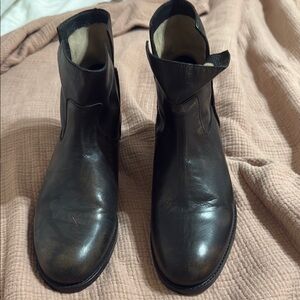 Frye Black Distressed Ankle Boots